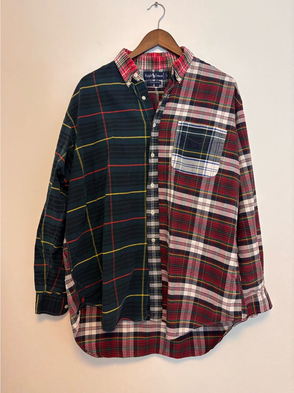 Ralph Lauren Patchwork Button Down Shirt The Big Oxford Vtg 90s